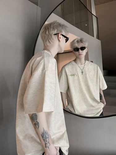 Мужская этническая шелковая элитная футболка, этнический стиль, с вышивкой, короткий рукав, США