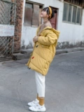 Зимняя длинная желтая куртка с капюшоном, пуховик для отдыха для школьников, длина макси, оверсайз, увеличенная толщина, в западном стиле