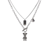 Кансай новый шрифт переворачивает старый медведь квадратное брендовое ожерелье крутой стиль модные аксессуары нишевая модная цепочка на толстовку