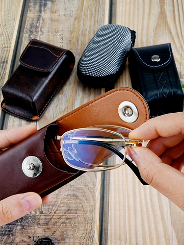 Очки коробки шесть -летняя магазин восемь цветной коробки для глаз Складка старая цветочная коробка Мужчины и женщины Портативная ПУ кора может носить ремень Старая цветочная коробка