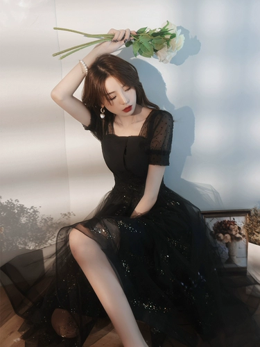 Вечернее платье, черная элитная юбка, яркий броский стиль, коллекция 2023, подходит для подростков, изысканный стиль