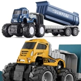 Детский полноприводный инерционный инженерный автомобиль из сплава, внедорожный самосвал, прицеп, большой грузовой контейнер, модель контейнера с защитой от падения