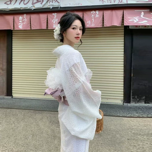 Летний японский белый кружевной банный халат, платье