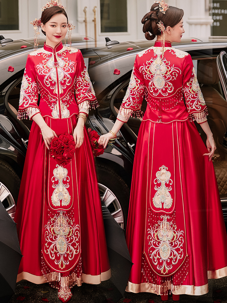 Suhe traditional wedding dress for bride, 2020, fitted, Chinese style