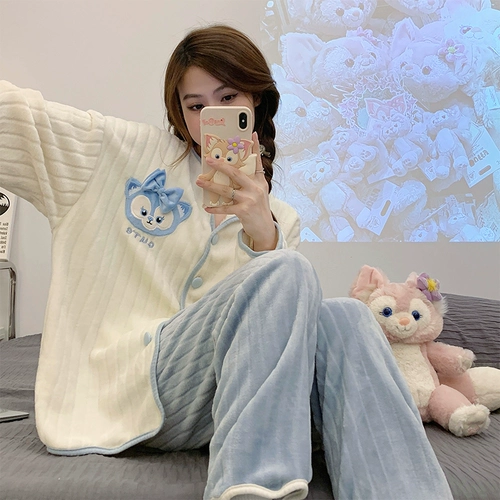 Фланелевая мультяшная демисезонная пижама, демисезонный коралловый бархатный модный комплект