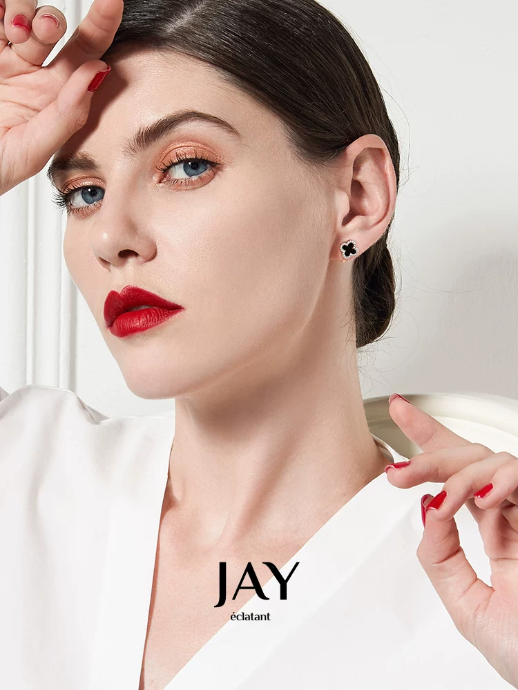 JAY серьги, клипсы для ушей, утончённые украшения, четырёхлистный клевер, подарок на день рождения
