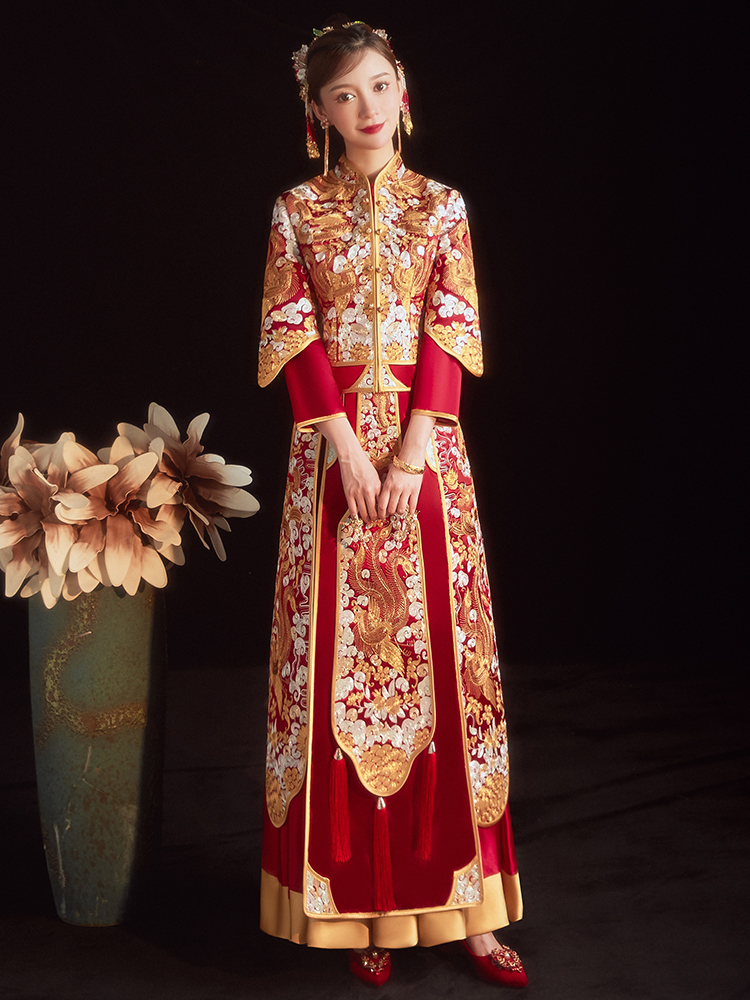 Autumn suhe traditional wedding dress for bride, dragon and phoenix, 2022 collection