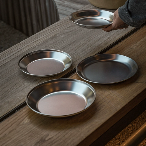 Komen походная обеденная тарелка S397 портативная тарелка с фруктами из нержавеющей стали 304 уличная многофункциональная десертная тарелка стейк-тарелка