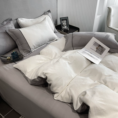 Современный хлопковый высококлассный комплект, пододеяльник, простыня, покрывало, легкий роскошный стиль, 4 предмета, 4 шт