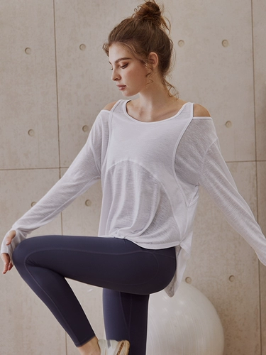 Спортивный лонгслив, осенняя дышащая быстросохнущая спортивная одежда для йоги для тренировок для спортзала, свободный крой, для бега