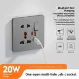 Многофункциональная британская розетка с переключателем типа C, порт для быстрой зарядки, интеллектуальная USB-скрытая розетка с пятью отверстиями, британский стандарт Гонконга