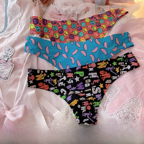 Милое мультяшное ультратонкее шелковое женское нижнее белье, сексуальные штаны, невидимая одежда для йоги