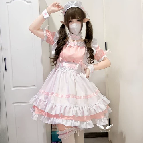 Розовое японское платье, стиль Лолита, косплей, модернизированная версия, большой размер