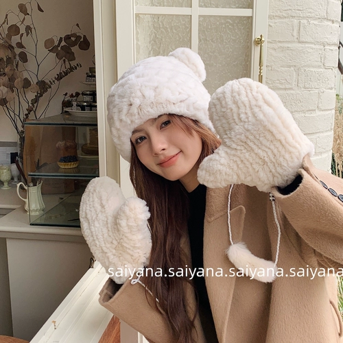 Плетеные зимние милые ветрозащитные эластичные перчатки