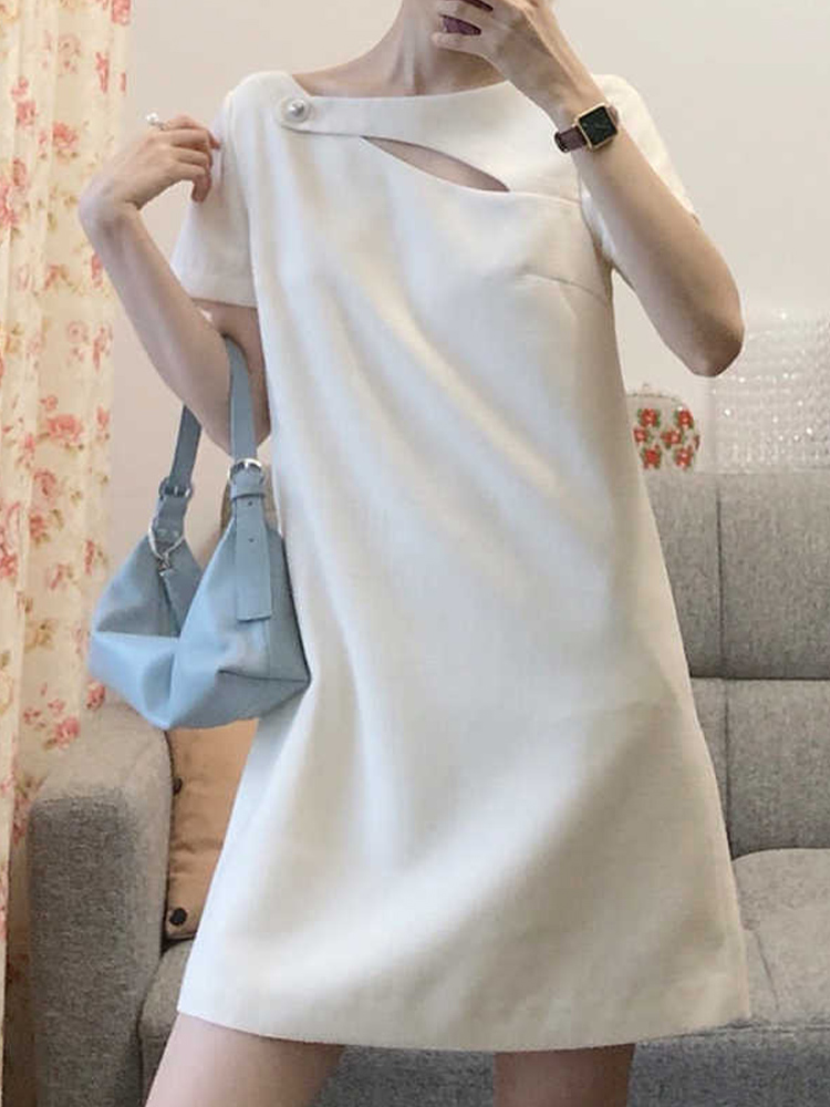 Spring design white dress, 2021 years, french style, trend of season, fitted Spring design white dress, 2021 years, french style, trend of season, fitted