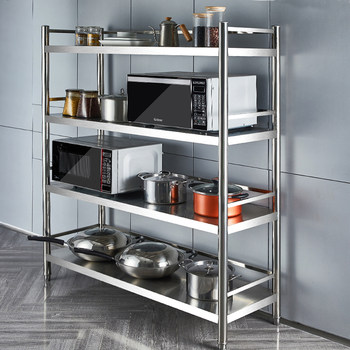 Kitchen 304 stainless steel four-layer five-layer shelves, storage racks, dining and drinking utensils, thickening, storage, welding and thickening