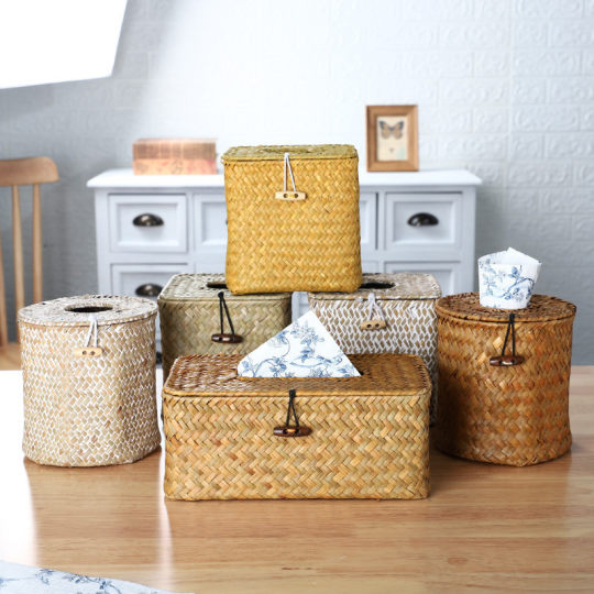 Straw tissue box for home living room paper box tube car square round paper box toilet pastoral car-mounted creation