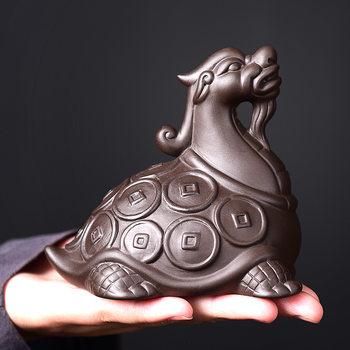 Tea pet, golden toad, unicorn, brave and four mythical beasts, cute ornaments, high-quality tea accessories, tea table, purple sand to attract wealth