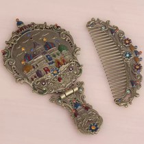 High-end Princess Set Desktop with Small Mirror Russian Mirror with K-body Retro Handle Comb for folding luxury