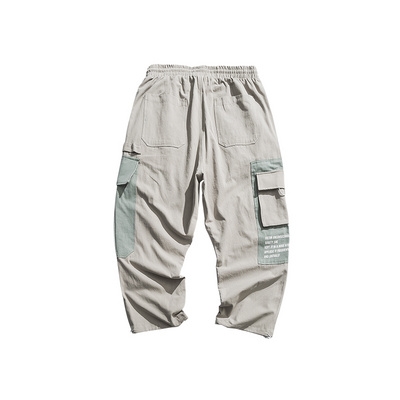 49th Day Spring and Autumn patchwork collar workwear nine-point pants mens trendy Japanese loose casual pants for small feet