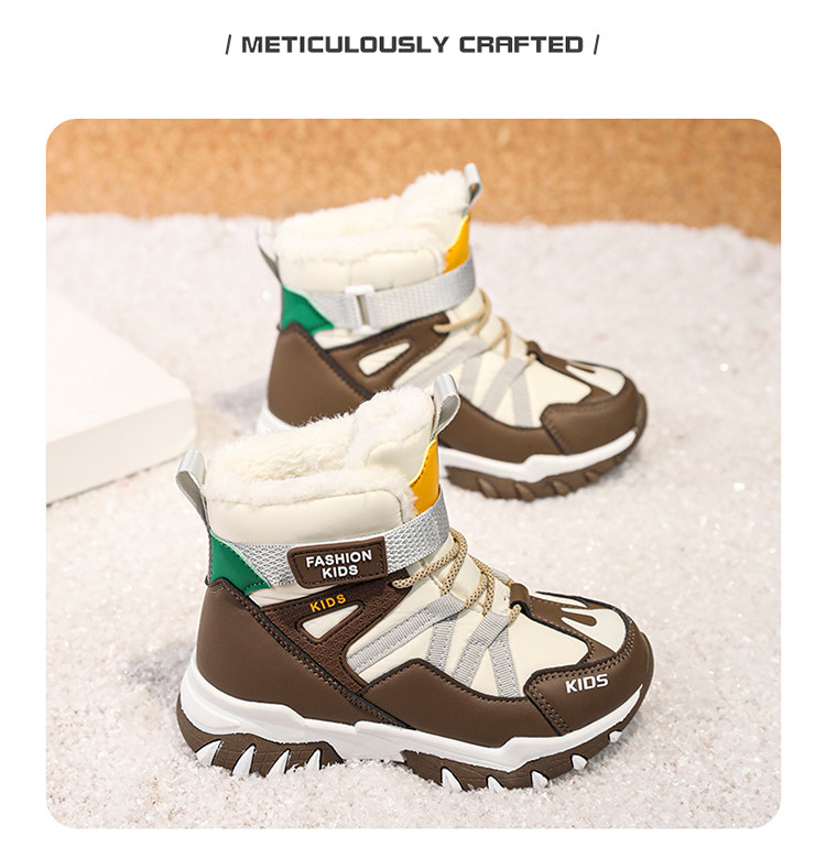 Zurich Boys' Boots, Fleece-Lined Snow Boots, New Winter Cotton Boots, Cold-Proof and Waterproof, Warm Cotton Shoes for Boys — 9