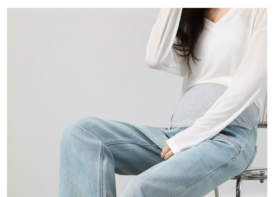 Maternity Premium Jeans for Pregnant Women, Spring and Autumn 2026 New Style, Petite Size, Cropped Straight-Leg, No Belly Support, Autumn Season — 13