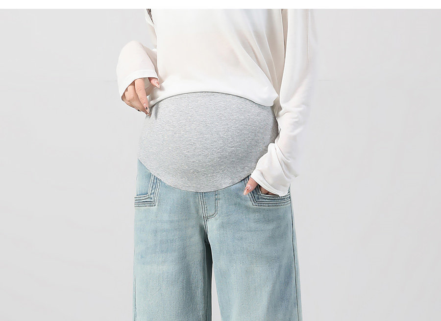 Maternity Premium Jeans for Pregnant Women, Spring and Autumn 2026 New Style, Petite Size, Cropped Straight-Leg, No Belly Support, Autumn Season — 30