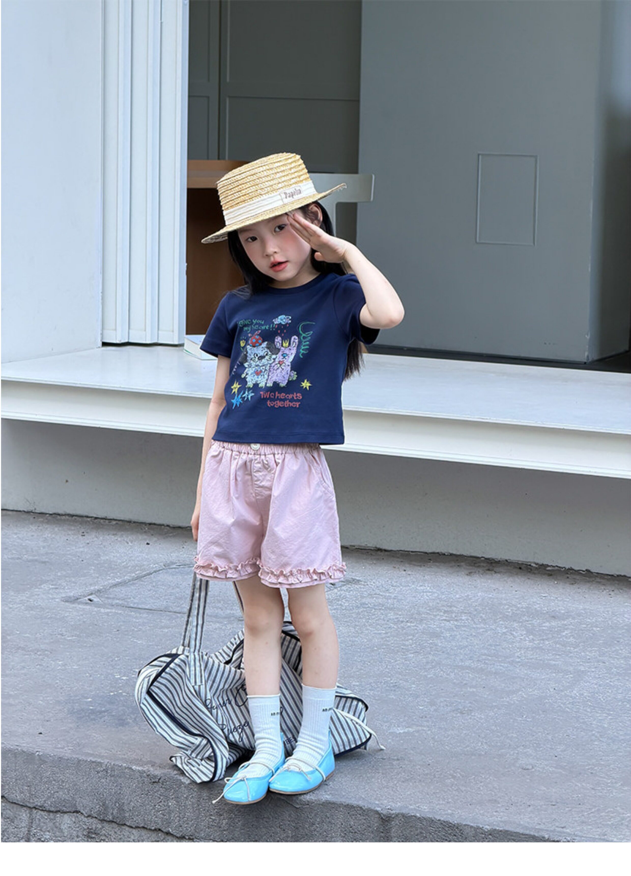 Girls' Summer Lace Cotton Shorts, Versatile and Sweet Cute Refreshing Wide-Leg Pants, Baby Five-Point Pants Trendy — 24
