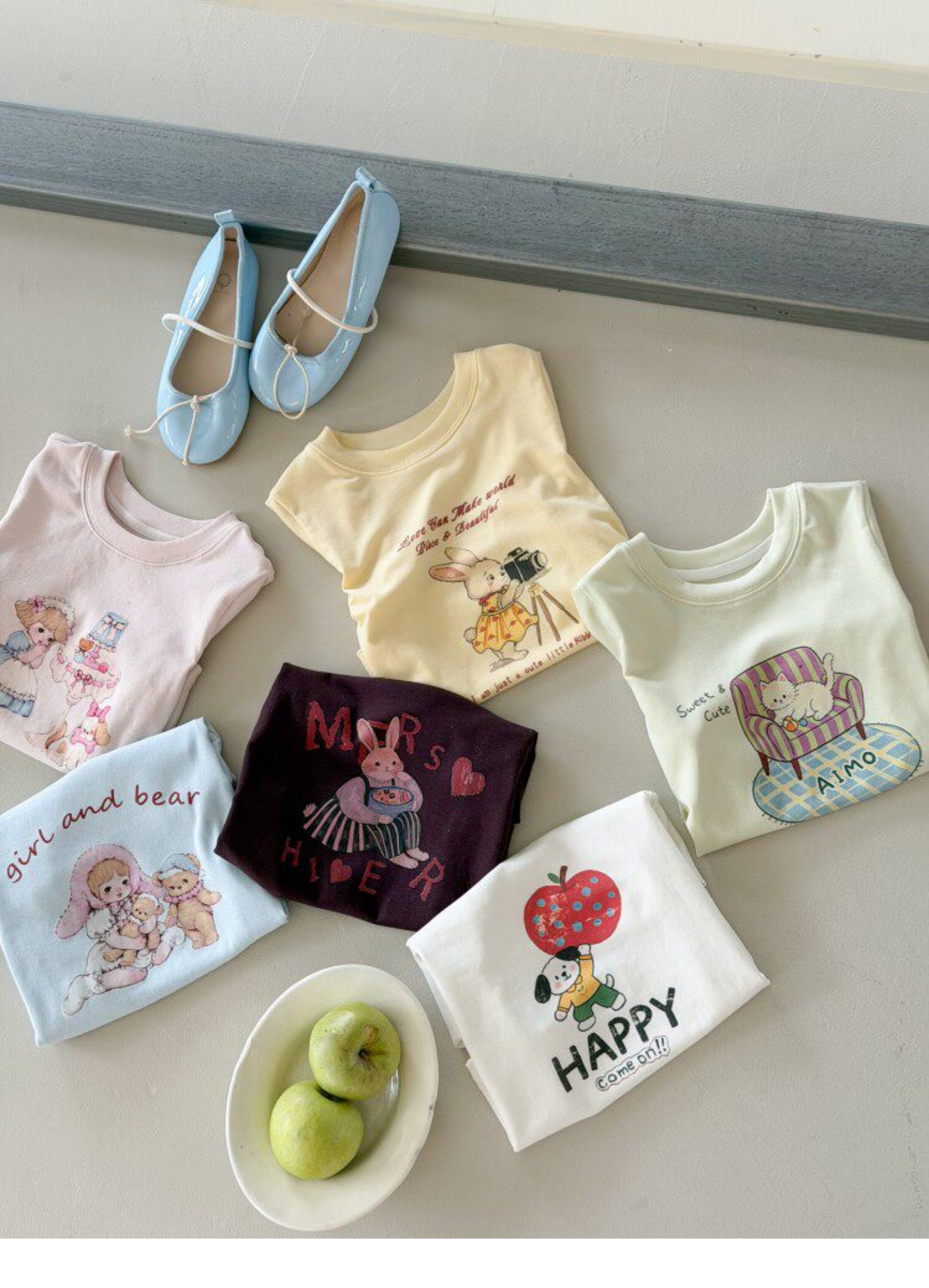 Children's Summer Lyocell Spandex Ice-Feel Sweet and Spicy Style Slim-Fit Short T-Shirt for Girls with Cartoon Print Short-Sleeve Top — 7