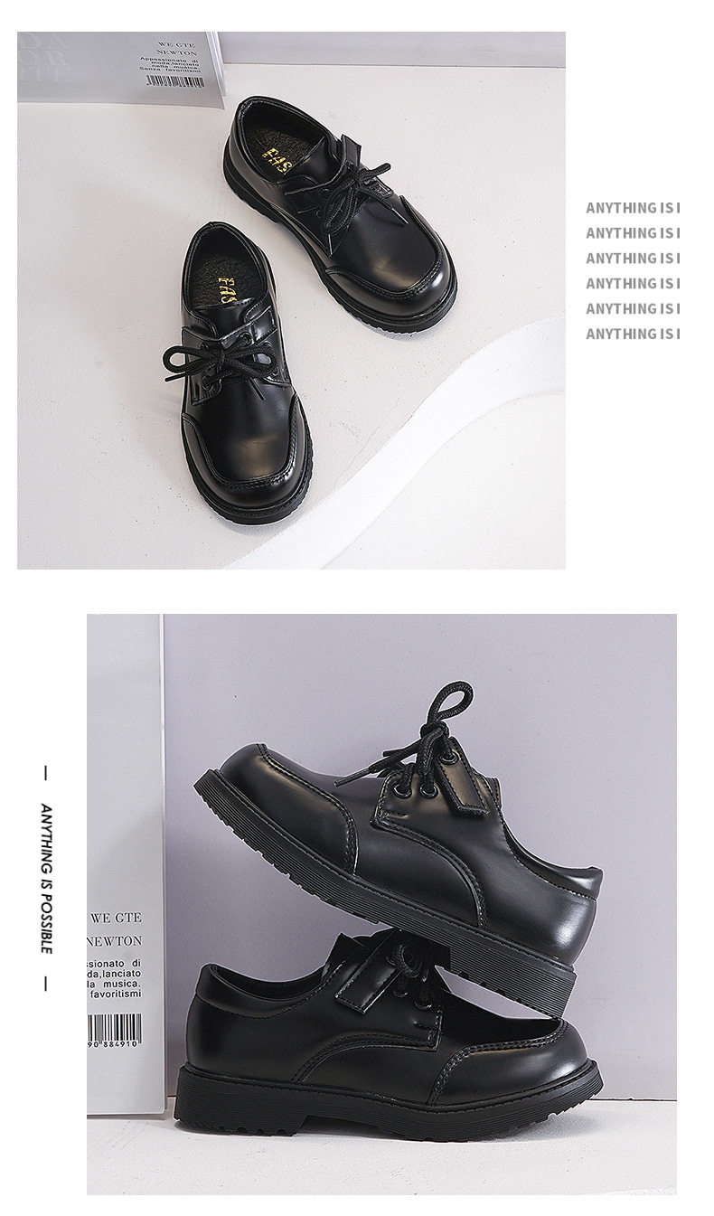 Boys' Black Leather Shoes, British Style, Casual and Stylish, Comfortable for Men, Great for Summer, Very Attractive, Student Shoes, 2026 New Model — 13