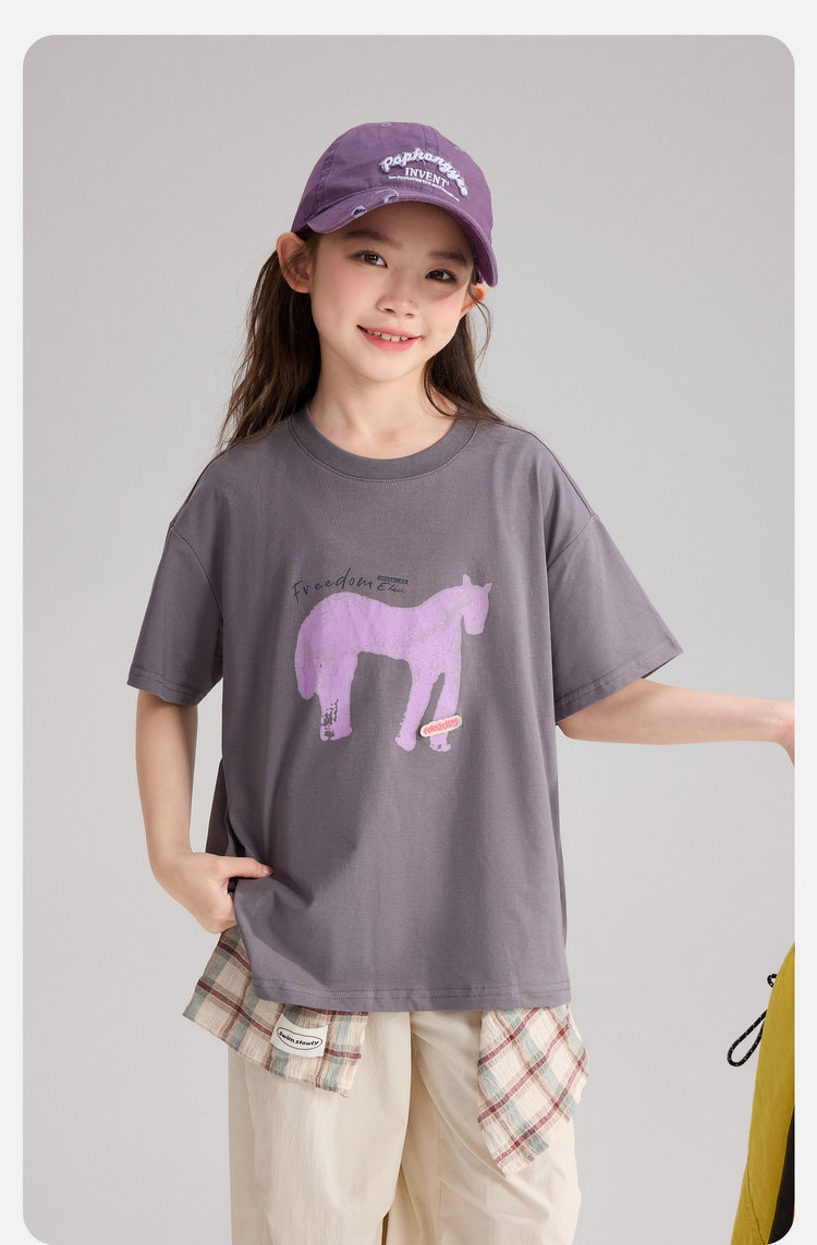 Pudding Haru 2026 Summer Collection Girls' Cool-Touch Breathable Faux Two-Piece Sun Protection Long Sleeve T-Shirt — 48
