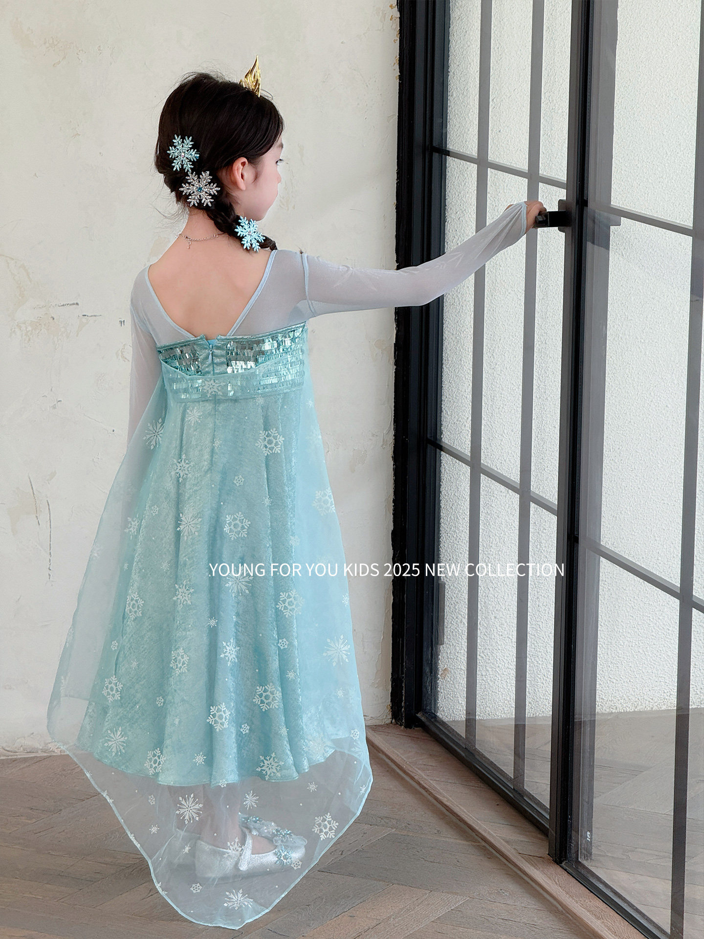 YFY Classic Gift! Princess Elsa Girl Dress Mesh Snowflake Frozen Birthday Dress Super Fairy — 12