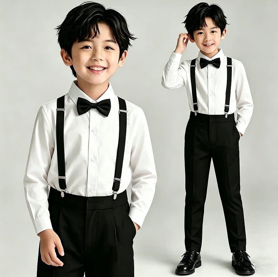 Children's Formal Suit Set, Flower Boy Suspenders, Kindergarten Choir Photo Shoot Performance Outfit, Recitation and Piano Performance Outfit — 10