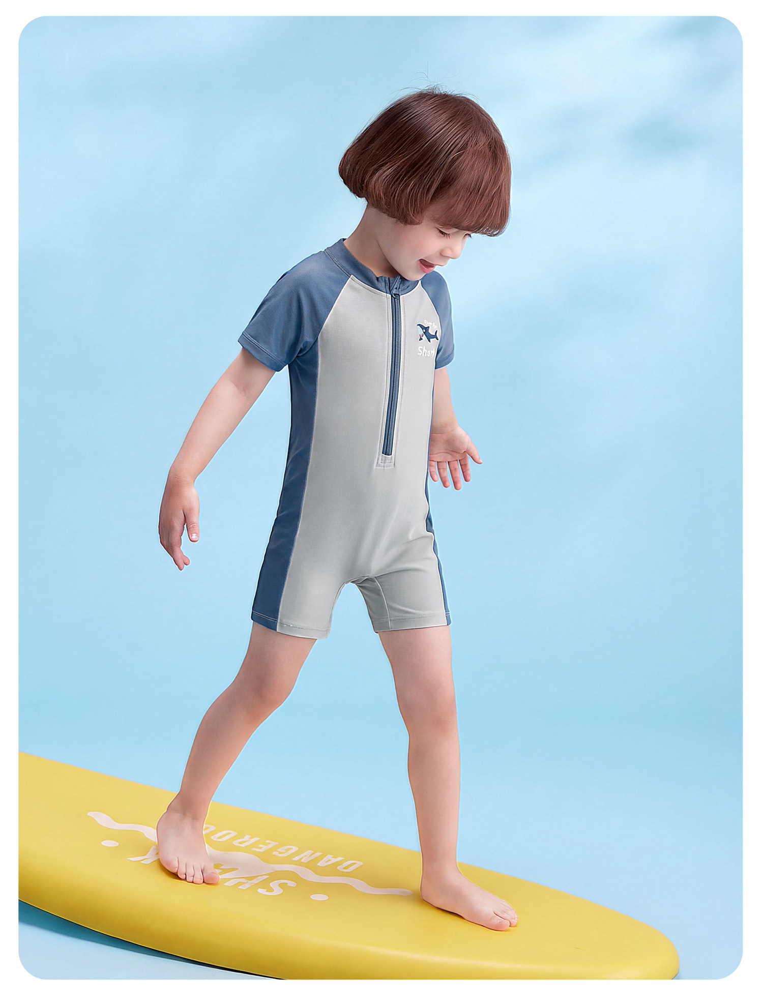 Quick-Drying Sun Protection Children's Separates Shark Long Sleeves Swimsuit — 42