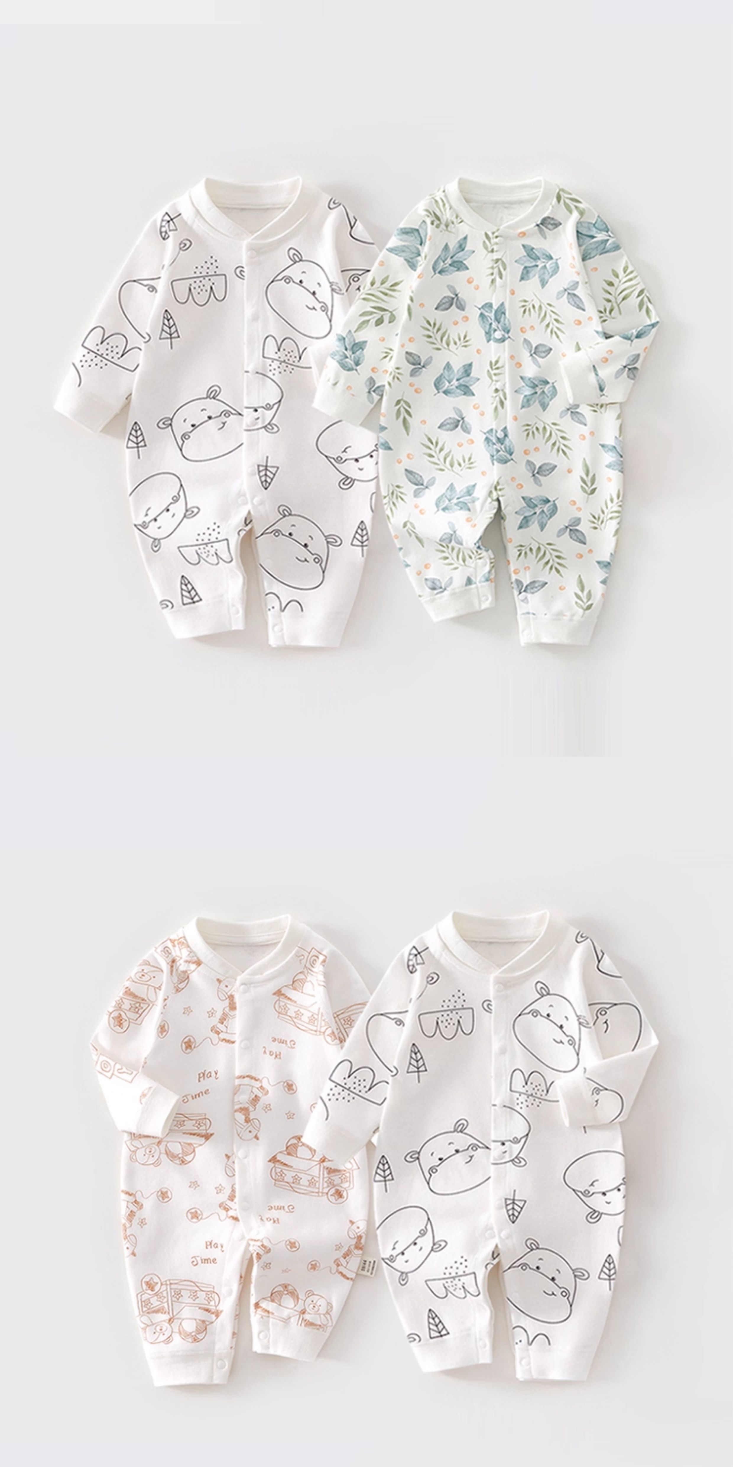 Cotton Baby Jumpsuit, Autumn Clothing for Newborns, Soft and Skin-Friendly Pajamas for Boys and Girls, All-Season Romper — 17