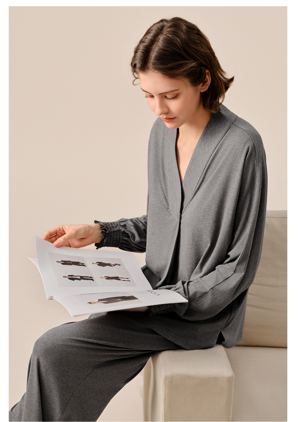 Sohiwoo Postpartum Clothing for Pregnant and Postpartum Women, Autumn Nursing Pajamas, Outerwear, Bamboo Cotton Sweat-Absorbent Home Wear Set — 59