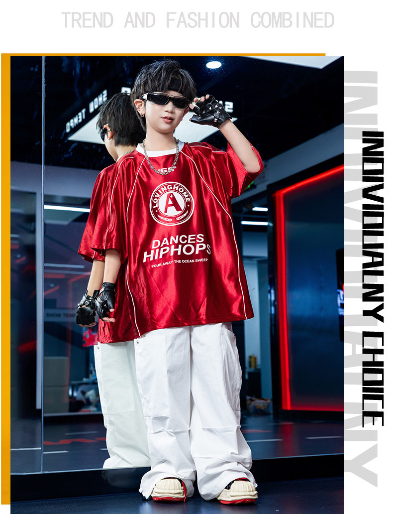 Children's Performance Clothing Hip-Hop Street Dance Children's Clothing Trendy Boys' Outfit Summer Drum Performance Outfit Girls' Clothing — 22