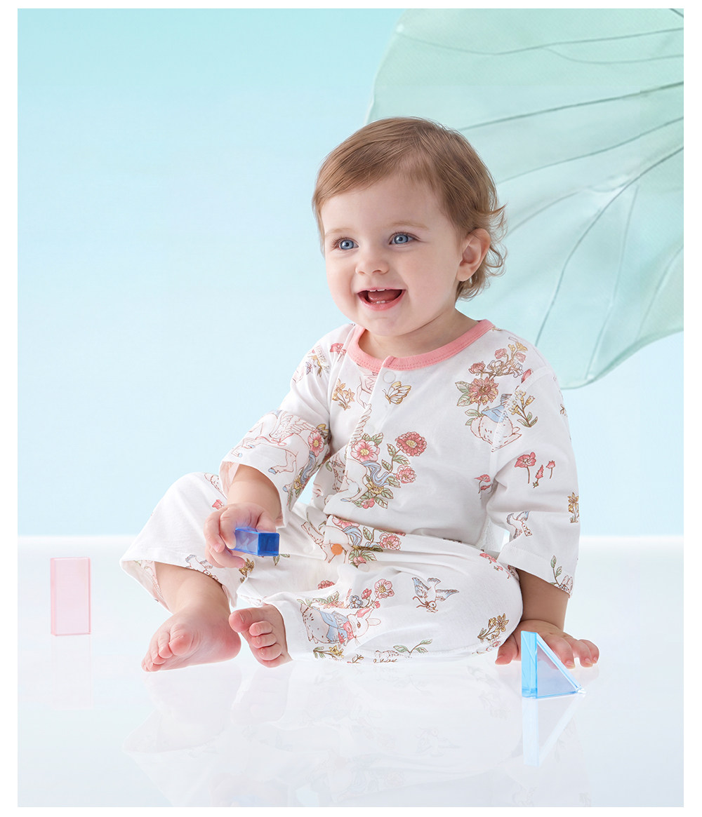 Beitais [Little Cool Skin] Baby Clothes Summer Thin Style Baby Romper Three-Quarter Sleeve Pajamas Pure Cotton Air Conditioning Suit — 34