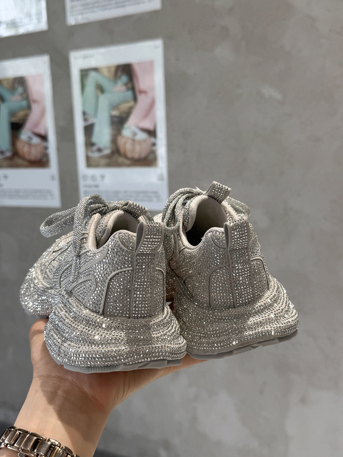 Korean-Style Rhinestone Children's Dad Shoes, New Autumn Breathable Boys' Sneakers, Fashionable Big Kids Performance Shoes, Girls' Shoes — 13