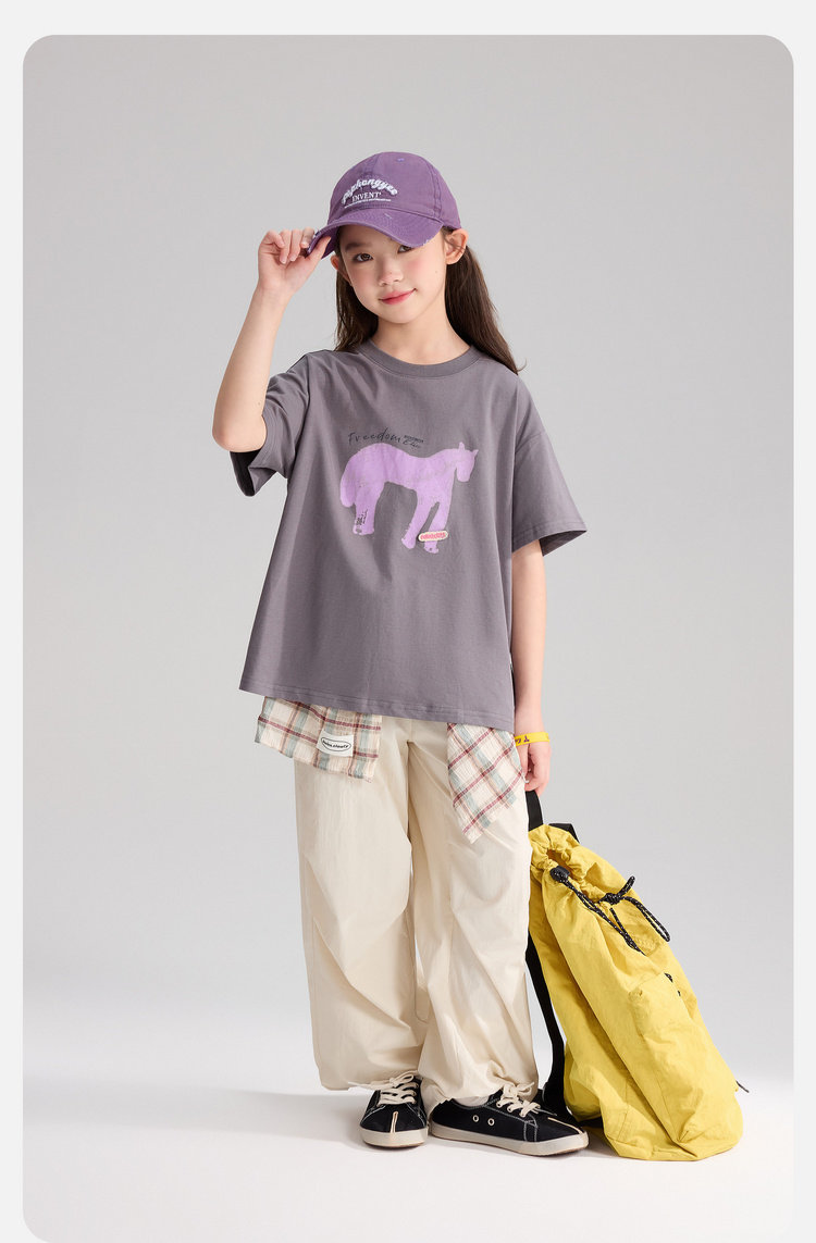 Pudding Haru 2026 Summer Collection Girls' Cool-Touch Breathable Faux Two-Piece Sun Protection Long Sleeve T-Shirt — 49