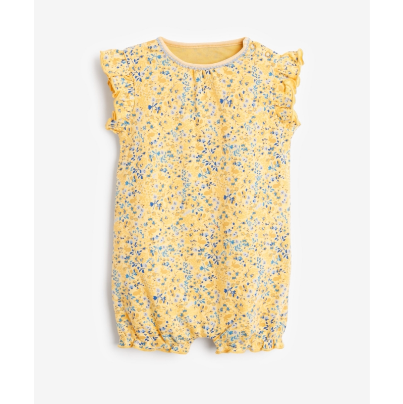 In-Stock Next Children's Clothing for Girls, Pink Floral Bird Print Sleeveless Short-Sleeve Romper Jumpsuit — 30