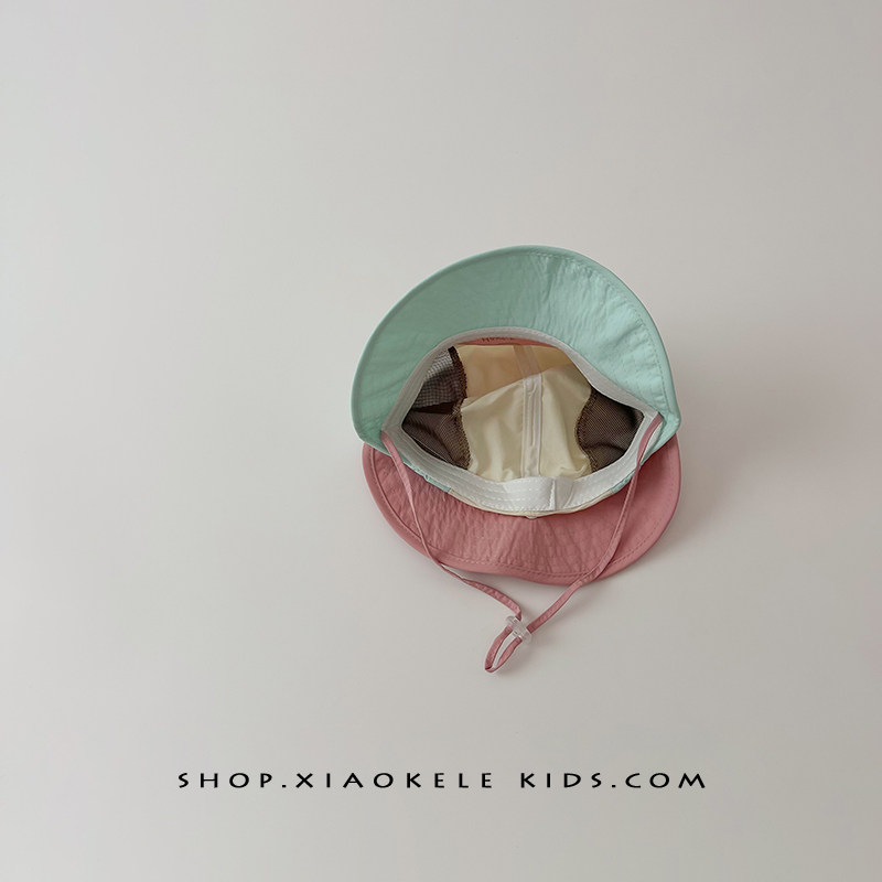Baby Hat Summer Contrast Color Mesh Breathable Big Brim Fisherman Hat Boys Girl Outdoor Travel Sunshade Sun Protection Hat — 12