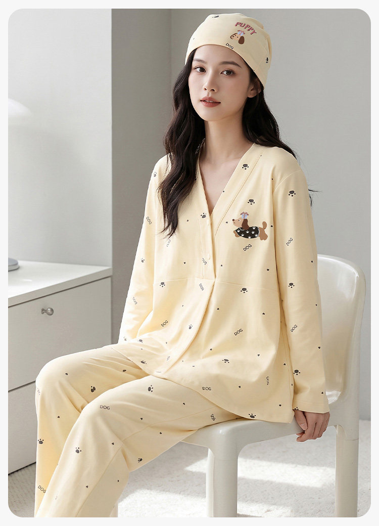 [Free Hat] Pure Cotton Nursing and Postpartum Clothing for Autumn and Winter, Suitable for Spring and Autumn, Non-Tightening Maternity Loungewear — 16