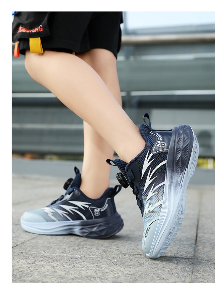 Babudou Kidsren's Shoes Boys' Sports Shoes 2026 Autum New Style Rotating Button Mesh Breathable Kidsren's Running Shoes — 14