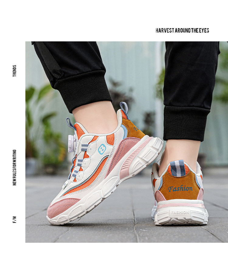 Kading Children's Shoes Boys' Sports Shoes 2026 Autumn New Ultra-Light Leather Waterproof Rotating Button Shock-Absorbing Running Shoes — 13