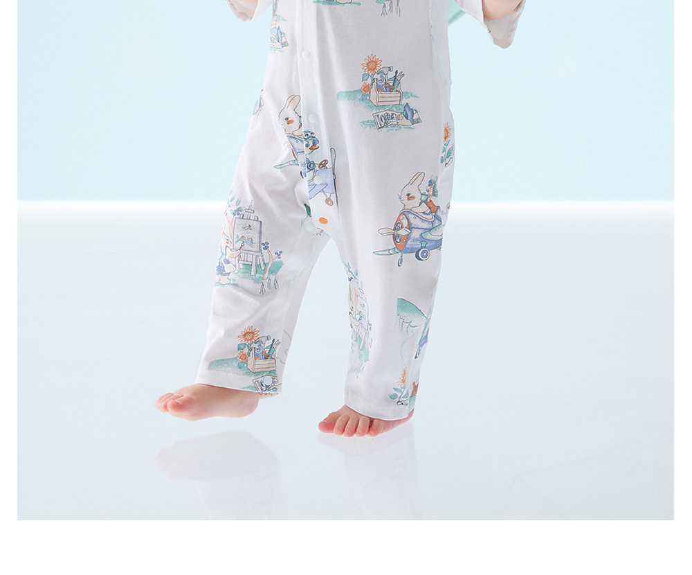 Beitais [Little Cool Skin] Baby Clothes Summer Thin Style Baby Romper Three-Quarter Sleeve Pajamas Pure Cotton Air Conditioning Suit — 8