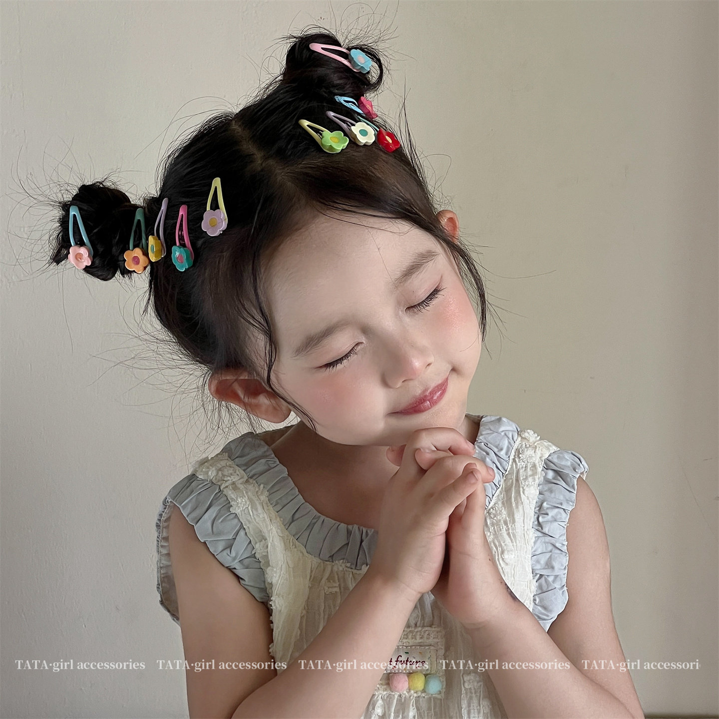 Colorful Flower Children's Thumb Hair Ties, Hair Clips, Baby Small Ponytail Holders, Cute Bb Clips for Girls, Hairpins for Stray Hair — 11