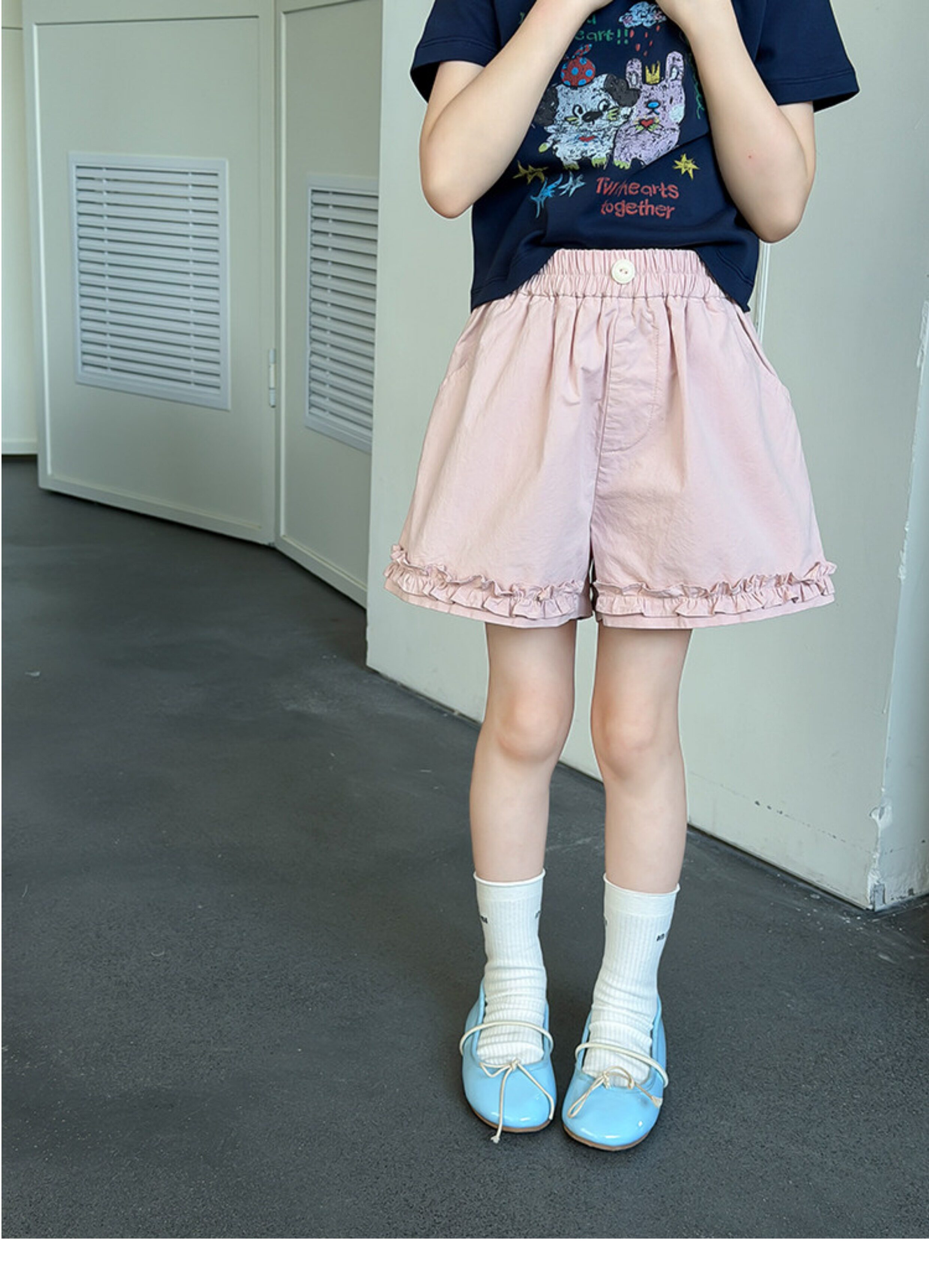 Girls' Summer Lace Cotton Shorts, Versatile and Sweet Cute Refreshing Wide-Leg Pants, Baby Five-Point Pants Trendy — 25