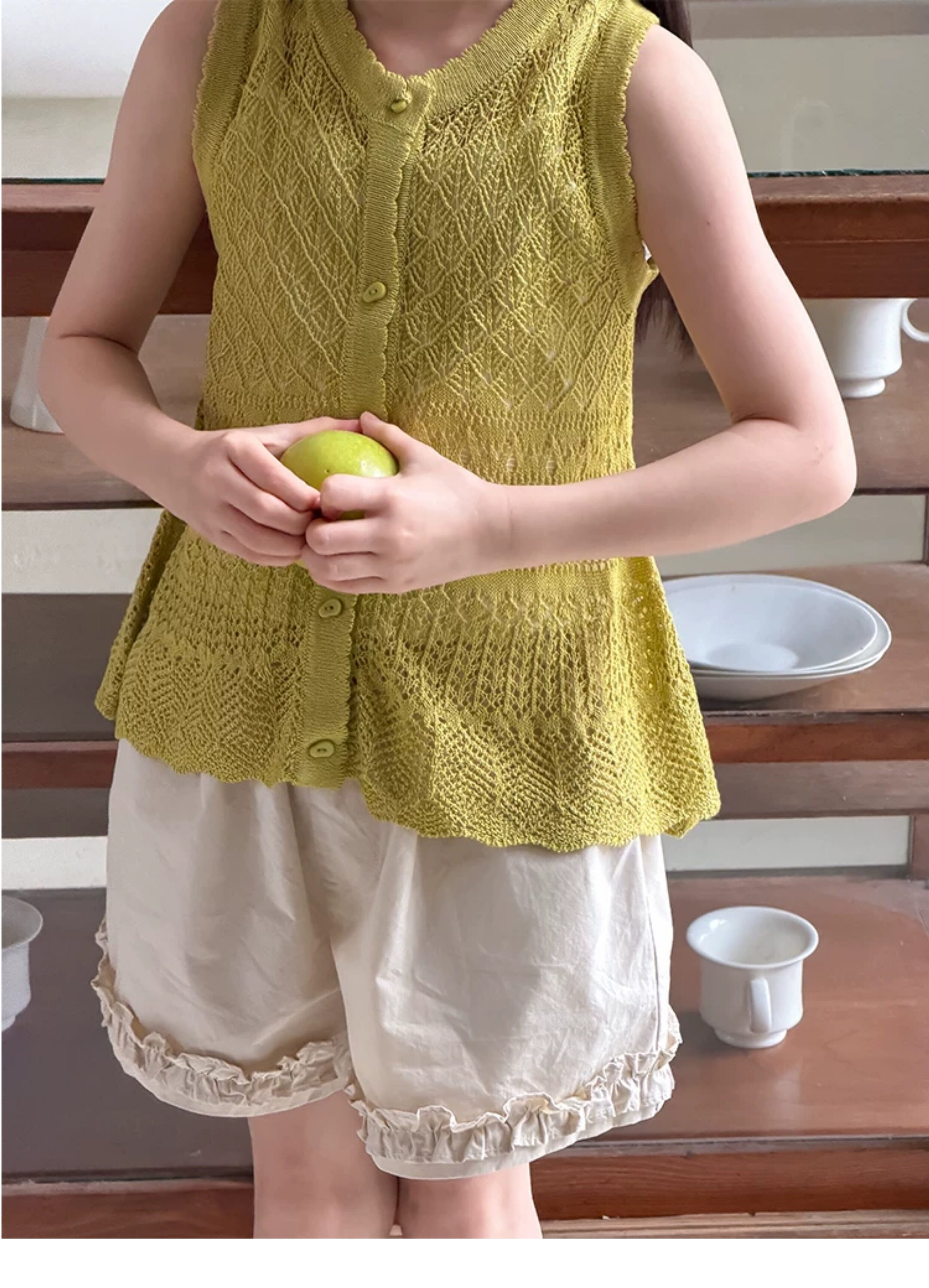 Girls' Summer Lace Cotton Shorts, Versatile and Sweet Cute Refreshing Wide-Leg Pants, Baby Five-Point Pants Trendy — 20