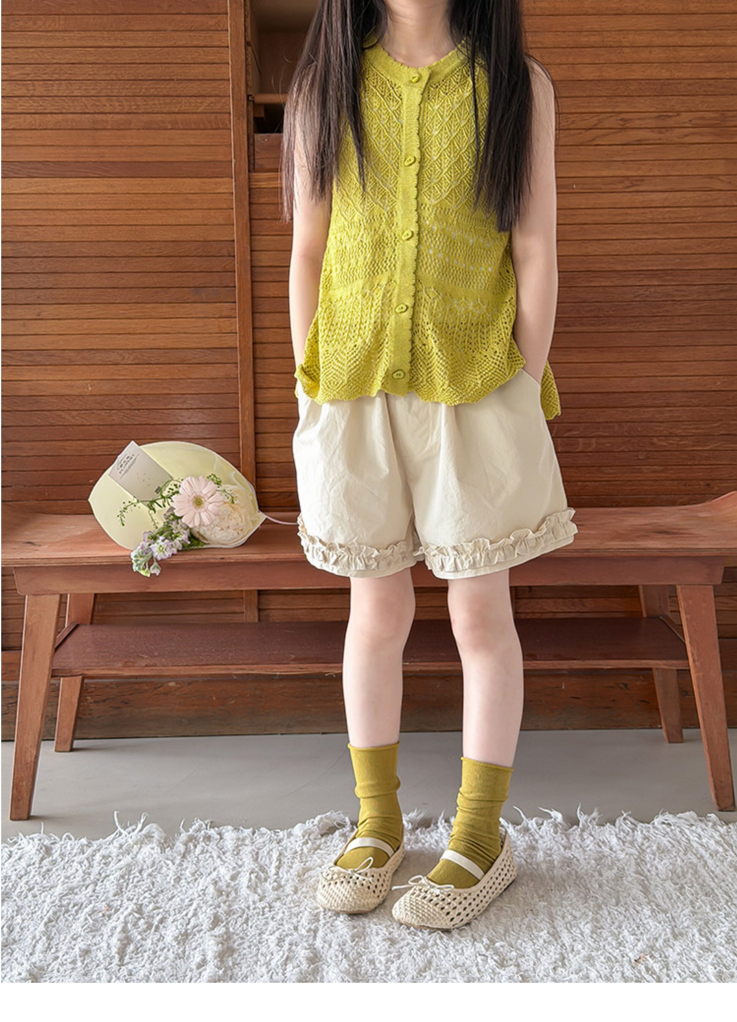 Girls' Summer Lace Cotton Shorts, Versatile and Sweet Cute Refreshing Wide-Leg Pants, Baby Five-Point Pants Trendy — 16